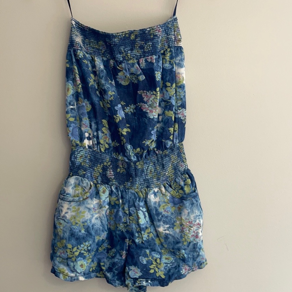 Floral Print Strapless Romper